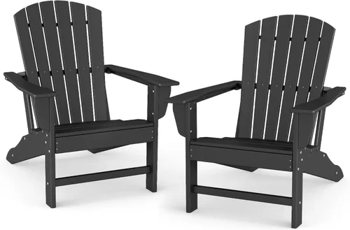 Vista 19 de BRIOPAWS - Set de 2 sillas Adirondack Silla para hoguera Tamaño grande Plástico HDPE Resistente a la intemperie para terraza, piscina al