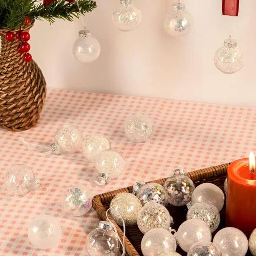 Vista 7 de 24 unidades - Adornos de bolas de Navidad de plástico transparente inastillable colgantes con bolas delicadas decorativas