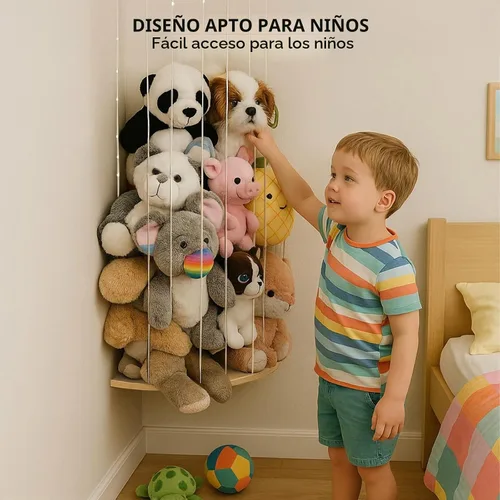 Vista 4 de PUTSKA - Almacenamiento esquinero para animales de peluche, montado en la pared, liso