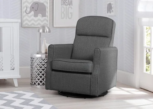 Vista 2 de Delta Children Blair Slim Nursery Glider - Silla mecedora giratoria color carbón