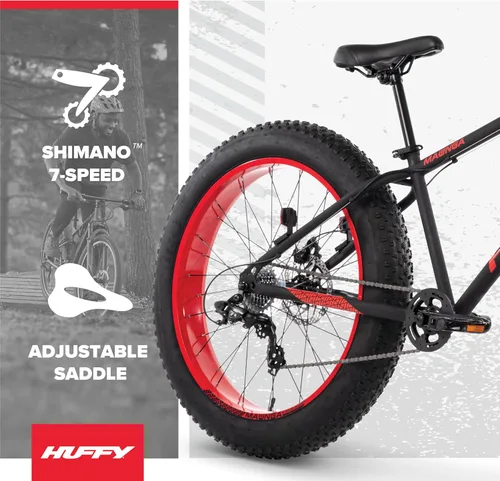 Vista 3 de Huffy Bicicletas de montaña para hombres, tamaños de 26/27.5 pulgadas, múltiples velocidades, suspensión disponible, opción de neumático grueso