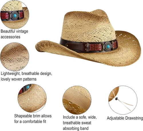 Vista 17 de Sombrero vaquero de paja con banda decorada, para disfraces de niños, de Simplicity