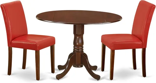 Vista 18 de East West Furniture DLAB5-BLK-73 - Juego de mesa de comedor de 5 piezas para 4 personas, incluye una mesa de cocina redonda con gota y 4 sillas