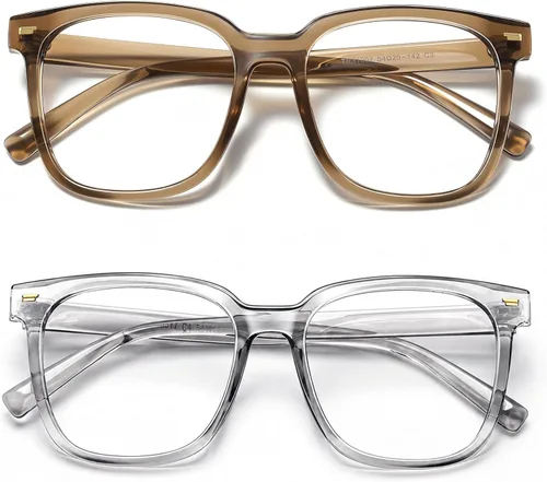 Vista 19 de PANNER Gafas cuadradas de gran tamaño con bloqueo de luz azul antideslumbrante para computadora Naranja claro