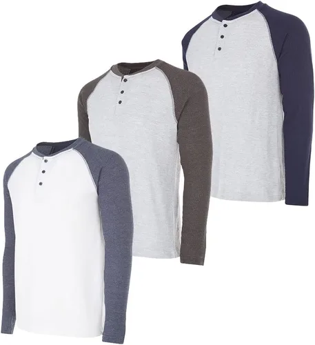 Vista 33 de DARESAY Paquete de 3: camiseta térmica de manga larga para hombre, camisetas de manga larga Henley & Crew para hombre, camisetas de manga larga
