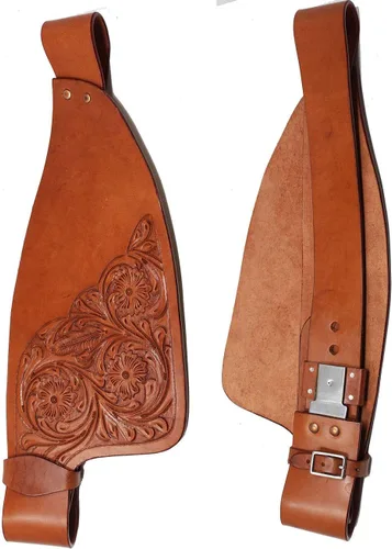 Vista 4 de Horse Western Adult Tooled Leather Replacement Saddle Fenders 5223