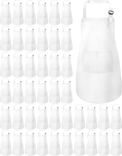 Vista 13 de Paquete de 30 delantales infantiles a granel con bolsillos para 30 unidades de color negro