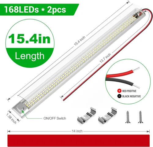 Vista 3 de CT CAPETRONIX Barra de luz LED de 12 V, 168 LED, 1700 lúmenes, 10 W, CC de 12 voltios con interruptor de encendido/apagado, para remolque de carga
