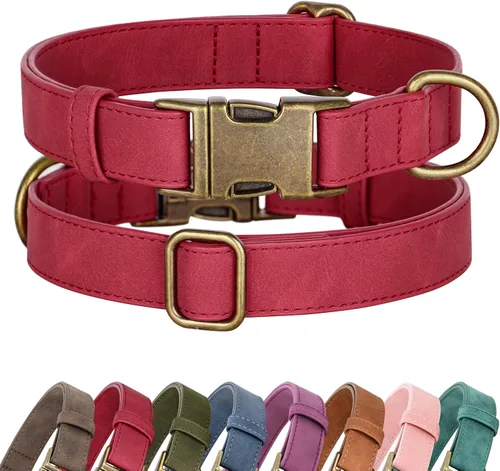 Vista 13 de Didog Collar de perro de piel sintética suave, elegante collar de liberación rápida para perros pequeños, fácil de limpiar, collar ajustable