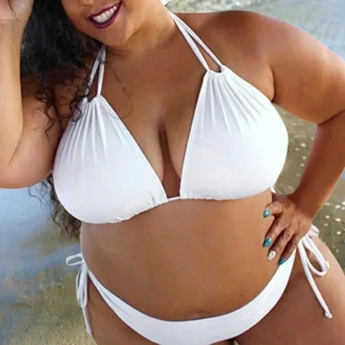 Vista 2 de shlutesoy Lady Swimming Suit Comfortable Halter Neck Backless Wire Free Bathing Suit Vacation Clothes