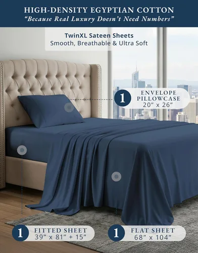 Vista 87 de LANE LINEN - Sábanas individual 100% algodón egipcio suave, cómodo y grueso de calidad de hotel, costuras reforzadas totalmente elásticas, sin