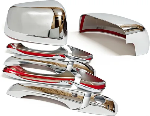 Vista 6 de Manija de puerta lateral cromada y cubiertas de medio espejo, estilo adicional compatible con Dodge Durango/Grand Cherokee 2011-2021