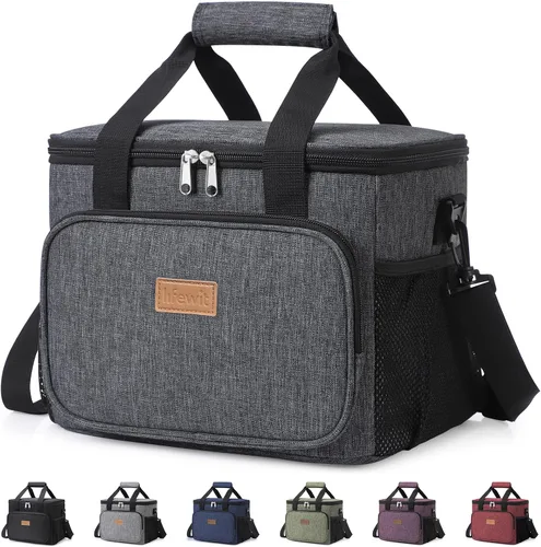 Vista 38 de Lifewit Lonchera mediana aislada, suave y refrigerante, para adultos, hombres y mujeres, color negro, 12 latas (9L)