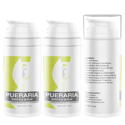 Vista 11 de Swiss Botany Pueraria Mirifica Serum para mejorar los senos – Crema natural reafirmante y levantadora de senos para mujeres y hombres 2 x 1 oz