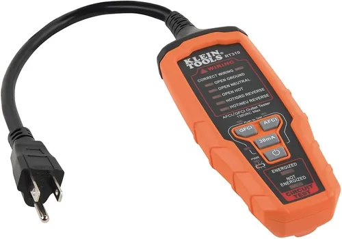 Vista 4 de Klein Tools Probador de salida RT310, probador de receptáculos AFCI y GFCI para enchufes eléctricos de CA de América del Norte
