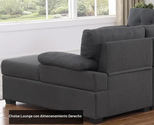 Vista 4 de Alexent Sofá cama seccional con cama extraíble en forma de U con tela de diván de almacenamiento, moderno de 6 plazas, gris oscuro