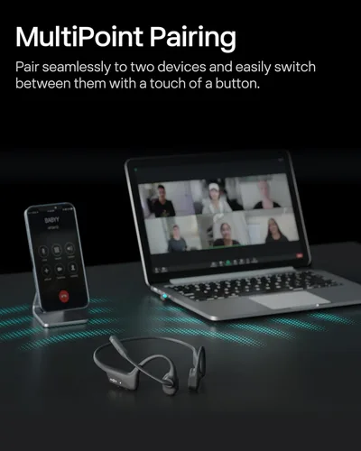 Vista 6 de SHOKZ OpenComm2 UC 2025 - Auriculares inalámbricos para computadora de oreja abierta con micrófono Boom, auriculares estéreo Bluetooth de conducción