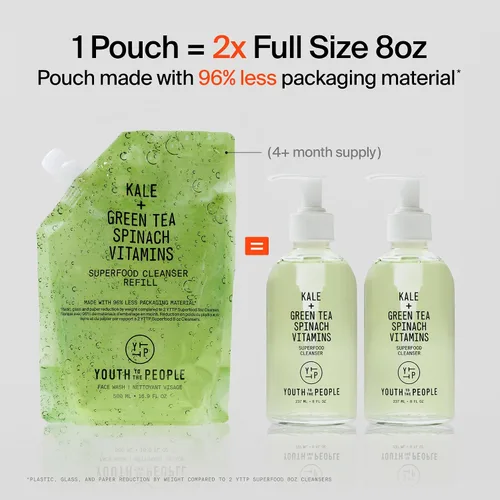 Vista 11 de Youth To The People Limpiador facial Superfood - Lavado facial diario de Kale + té verde, removedor de maquillaje suave, con antioxidantes calmantes