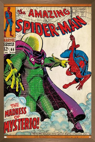 Vista 15 de Marvel Comics Spider-Man - Póster de pared Amazing Spider-Man #66, 22.4 pulgadas de largo x 14.7 pulgadas de ancho, versión enmarcada de madera