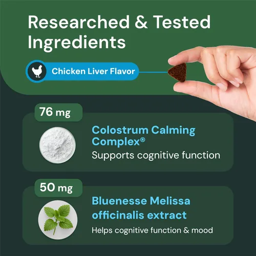Vista 5 de VETRISCIENCE Max Veterinary Strength Calm & Confident Chews - Suplemento de estrés para mascotas - Apoya la función cerebral para gatos y perros