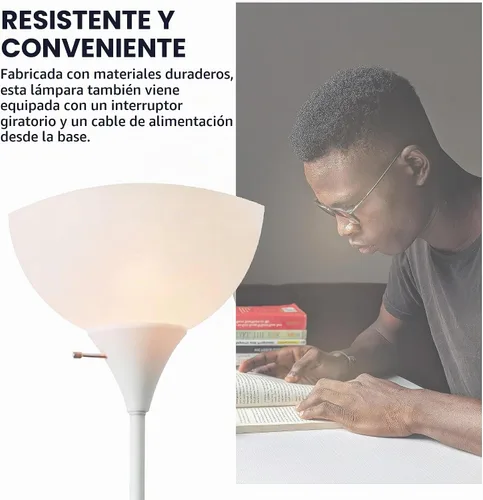 Vista 7 de Newhouse Lighting NHFL-JO-WH Joey Lámpara de pie moderna de 71 pulgadas para dormitorios, sala de estar, lámpara de pie duradera para el hogar Blanco