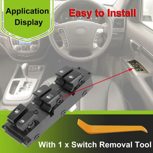 Vista 6 de 93570-2B000S4 Interruptor de ventana automático delantero izquierdo compatible con Hyundai Santa Fe CM 2007-2011 Reemplazar OE 93570-2B830