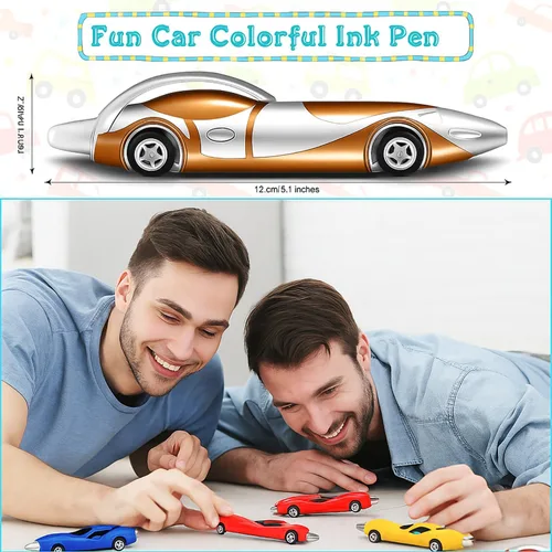 Vista 3 de Zonon 24 bolígrafos de coche y herramienta novedosa, bolígrafo de tinta colorida, lindos bolígrafos de carreras para autos de carreras, bolígrafo