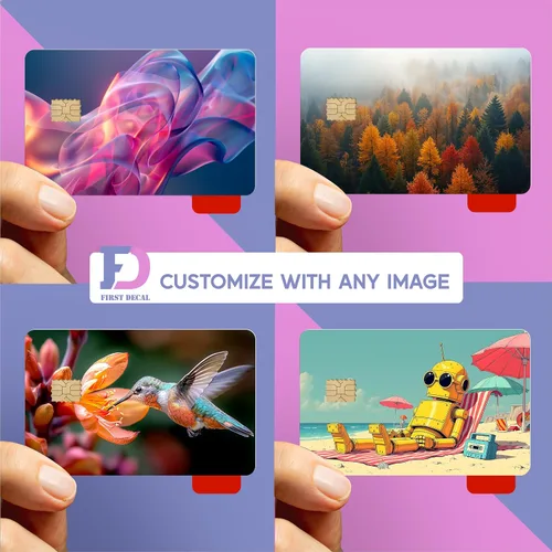 Vista 2 de Funda de tarjeta de crédito personalizada, calcomanía personalizada para tarjetas de débito, calcomanía extraíble para tarjetas de débito, cubiertas
