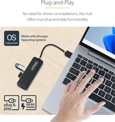 Vista 4 de StarTech Hub USB-A de 4 puertos de 5 Gbps con cable de 5 pulgadas/5.1 in, iMac (H5A4A-USB-HUB)