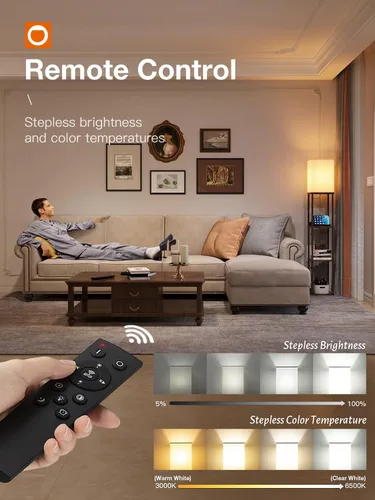 Vista 2 de addlon Lámpara de pie con 2 puertos USB y toma de corriente, lámpara de pie con control remoto para sala de estar con bombilla LED de 3 temperaturas