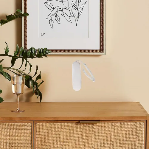 Vista 6 de Angoily Mini teléfono con cable de montaje en pared para el hogar, oficina, hotel, teléfono decorativo para el hogar con material estable, diseño