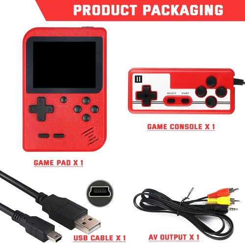 Vista 6 de Juego de mano retro, consola de videojuegos retro portátil con 500 juegos clásicos, pantalla a color de 3.0 pulgadas, batería recargable de 1020 mAh