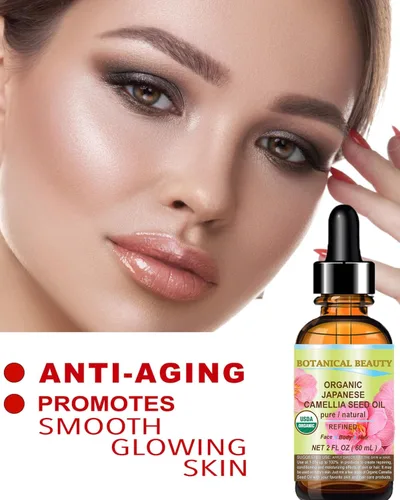 Vista 4 de Aceite orgánico japonés de semilla de camelia. Aceite emulsionante 100 % puro, natural, no diluido, refinado, prensado en frío. Antioxidante