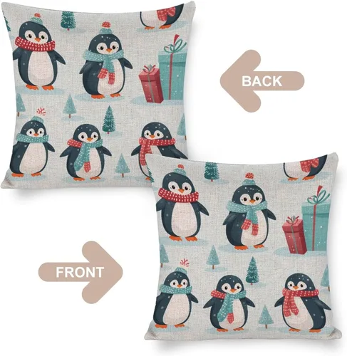 Vista 22 de Funda de almohada moderna para sofá, funda de almohada decorativa de tela de lino para exteriores, fundas de cojín de Navidad de Papá Noel