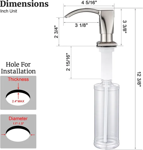 Vista 2 de Ultimate Unicorn Dispensador de jabón para fregadero de cocina, dispensador de jabón integrado para fregadero de cocina, dispensador de jabón debajo
