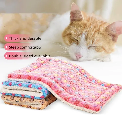 Vista 2 de XZJMY Tapete de cama de 3 piezas para animales pequeños, tapete de cama cálido, tapete de felpa suave, tapete de invierno para dormir de animales