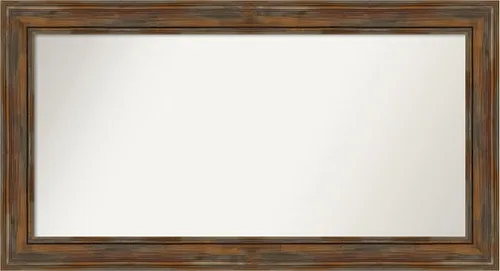 Vista 210 de Amanti Art Espejo de baño marrón para sobre fregadero, 26 x 26 pulgadas, espejo de tocador cuadrado marrón rústico Alexandria, marco de madera