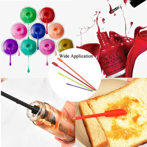 Vista 6 de Espátula de belleza 4 piezas de espátula de maquillaje mini silicona para cosméticos y cocina - 3 tamaños