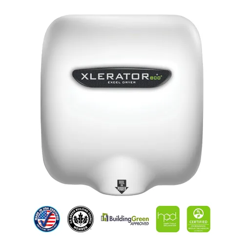 Vista 4 de Excel Dryer XLERATOReco XL-BW-ECO secador de manos, sin calor, cubierta blanca termoestable de resina (BMC), sensor automático, montado en Blanco