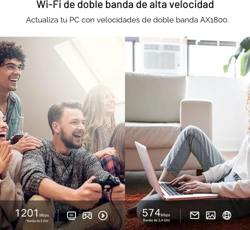 Vista 4 de TP-Link Adaptador USB WiFi 6 para PC de escritorio, antena WiFi de doble Negro