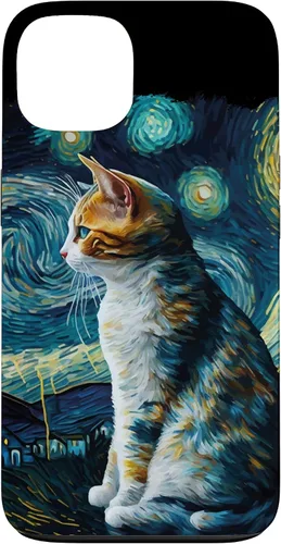 Vista 7 de Lindo Van Gogh Starry Night Cat Calico Cat Lover - Carcasa divertida para iPhone 17