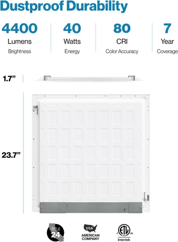 Vista 6 de Sunco - Paquete de 24 luces LED de panel plano de 2 x 2 para techo caído, accesorio de iluminación de repuesto comercial Trofer, 4400 LM, 40W, CCT