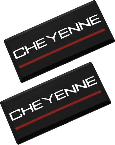 Vista 7 de SSDD 2 emblemas de cabina Cheyenne de repuesto para pilar de techo lateral Chevrolet 88-94 placa de identificación 3D (cromo/amarillo)
