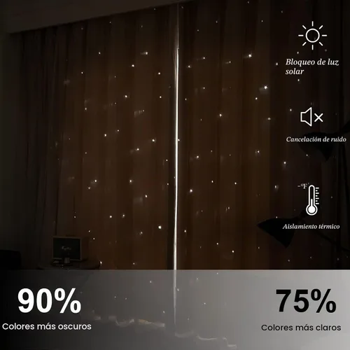 Vista 5 de Loyala Cortinas opacas de doble capa con diseño de estrellas para dormitorio de niños, bonitas, 63 pulgadas de largo, juego de 2 paneles, beige, 42