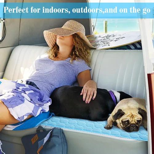 Vista 7 de Tapete refrescante para perros, lavable, de seda helada, para perros, parte inferior impermeable, almohadilla para dormir de verano, manta