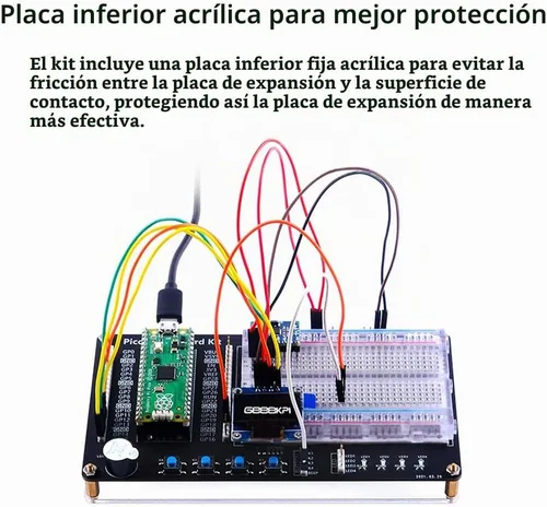 Vista 8 de Kit de Programación Micro Python de GeeekPi para Raspberry Pi Pico, Panecillos, Módulo de Pantalla LCD 1602 I2C para Principiantes y Ingenieros