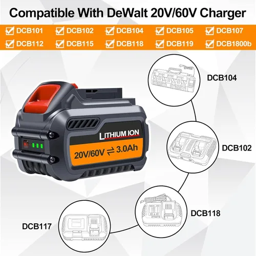 Vista 4 de FSKE Reemplazo de 180Wh DCB609 para batería Dewalt 60V DCB606 DCB612 2 Gran capacidad compatible con herramientas eléctricas Dewalt 60V Max