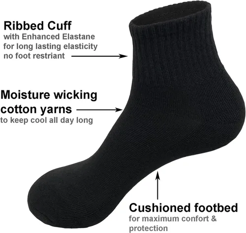Vista 2 de Glory Max 6 pares de calcetines tobilleros de algodón sólido para hombre con amortiguación