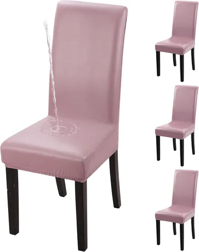 Vista 12 de Fundas para silla de comedor Yisun, fundas elásticas para silla de comedor, funda protectora para silla de comedor, mezcla de poliéster, Beige