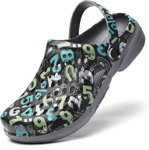 Vista 11 de FLIOZY Zuecos de jardín para hombre, antideslizantes, sandalias de ducha para verano, al aire libre, sandalias de playa